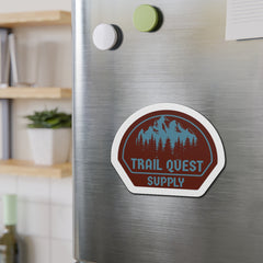 Trail Quest Supply Die-Cut Magnet — Outdoor Adventure Mountain Sticker for Camping & Hiking Gear