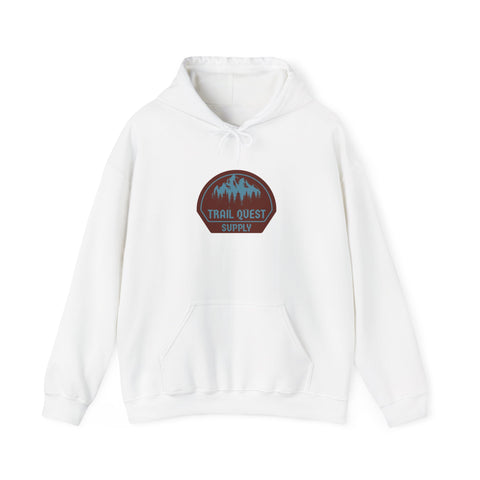 Trail Quest Supply Hoodie — Outdoor Adventure Mountain Logo Sweatshirt