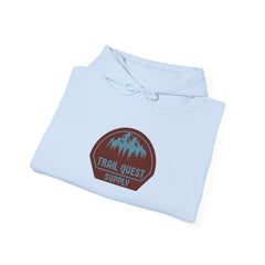 Trail Quest Supply Hoodie — Outdoor Adventure Mountain Logo Sweatshirt