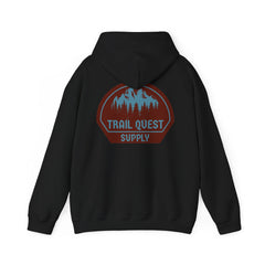 Trail Quest Supply Hoodie — Outdoor Adventure Mountain Logo Sweatshirt