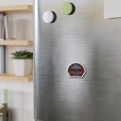 Trail Quest Supply Die-Cut Magnet — Outdoor Adventure Mountain Sticker for Camping & Hiking Gear