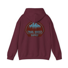 Trail Quest Supply Hoodie — Outdoor Adventure Mountain Logo Sweatshirt