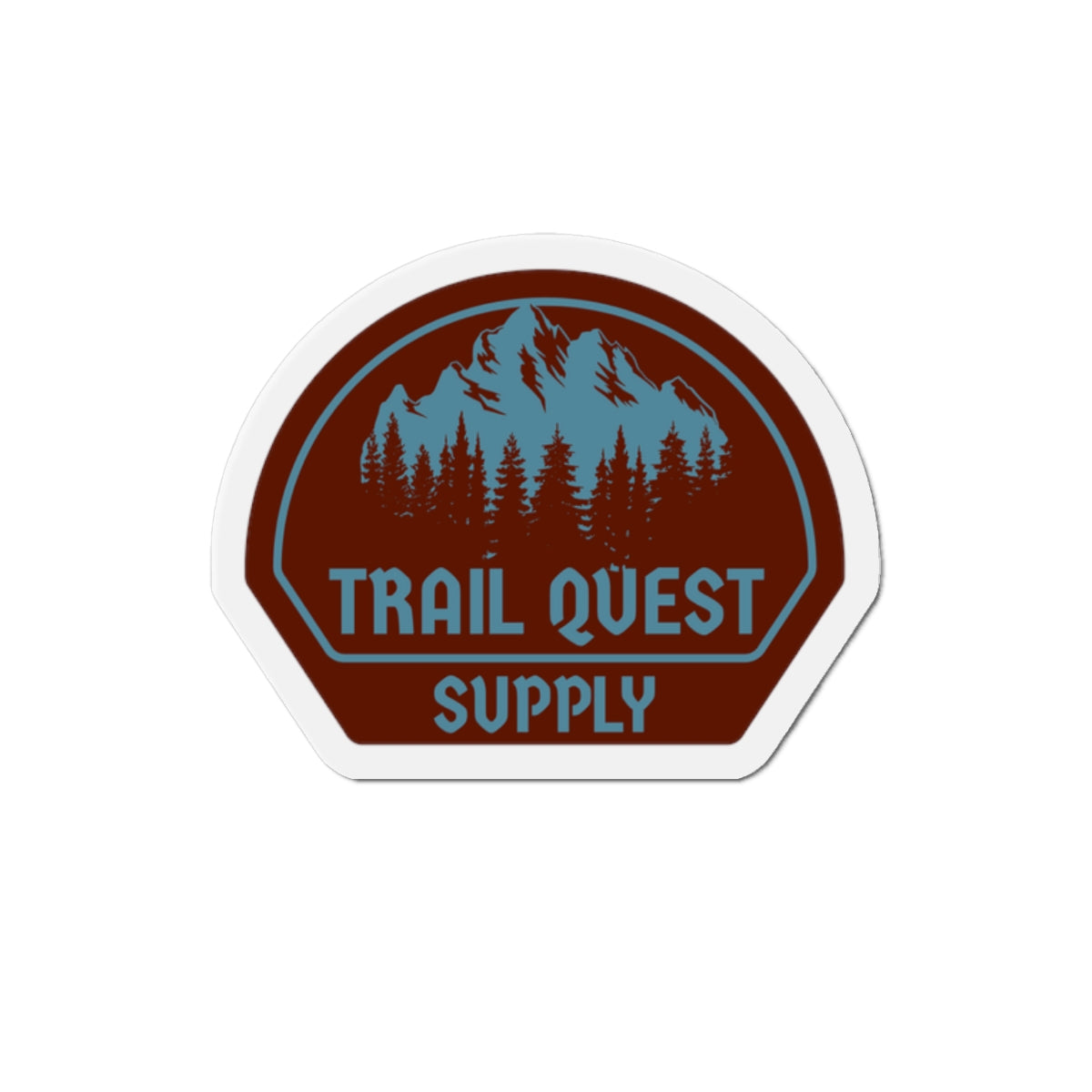 Trail Quest Supply Die-Cut Magnet — Outdoor Adventure Mountain Sticker for Camping & Hiking Gear