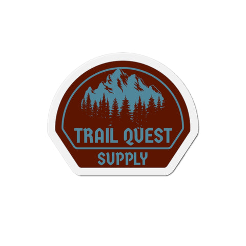 Trail Quest Supply Die-Cut Magnet — Outdoor Adventure Mountain Sticker for Camping & Hiking Gear