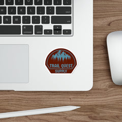 Trail Quest Supply Die-Cut Sticker — Outdoor Hiking Mountains & Pines Badge