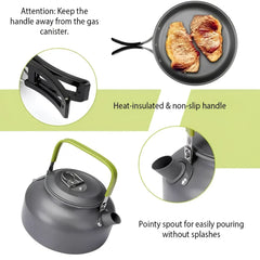 12PCS Aluminum Camping Cookware Pot Kettle Set