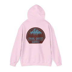 Trail Quest Supply Hoodie — Outdoor Adventure Mountain Logo Sweatshirt