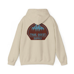Trail Quest Supply Hoodie — Outdoor Adventure Mountain Logo Sweatshirt
