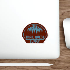Trail Quest Supply Die-Cut Sticker — Outdoor Hiking Mountains & Pines Badge