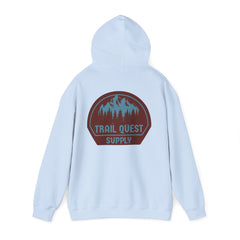 Trail Quest Supply Hoodie — Outdoor Adventure Mountain Logo Sweatshirt
