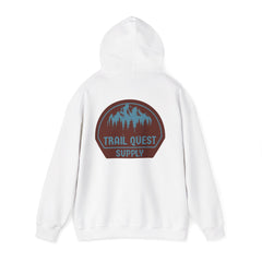Trail Quest Supply Hoodie — Outdoor Adventure Mountain Logo Sweatshirt