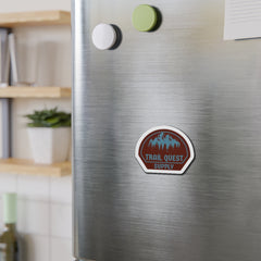 Trail Quest Supply Die-Cut Magnet — Outdoor Adventure Mountain Sticker for Camping & Hiking Gear