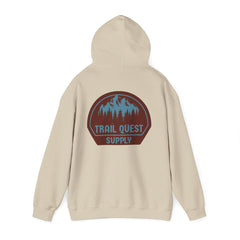 Trail Quest Supply Hoodie — Outdoor Adventure Mountain Logo Sweatshirt