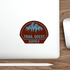 Trail Quest Supply Die-Cut Sticker — Outdoor Hiking Mountains & Pines Badge