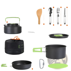 16pcs Camping Cookware Set with Kettle and Stove Pot