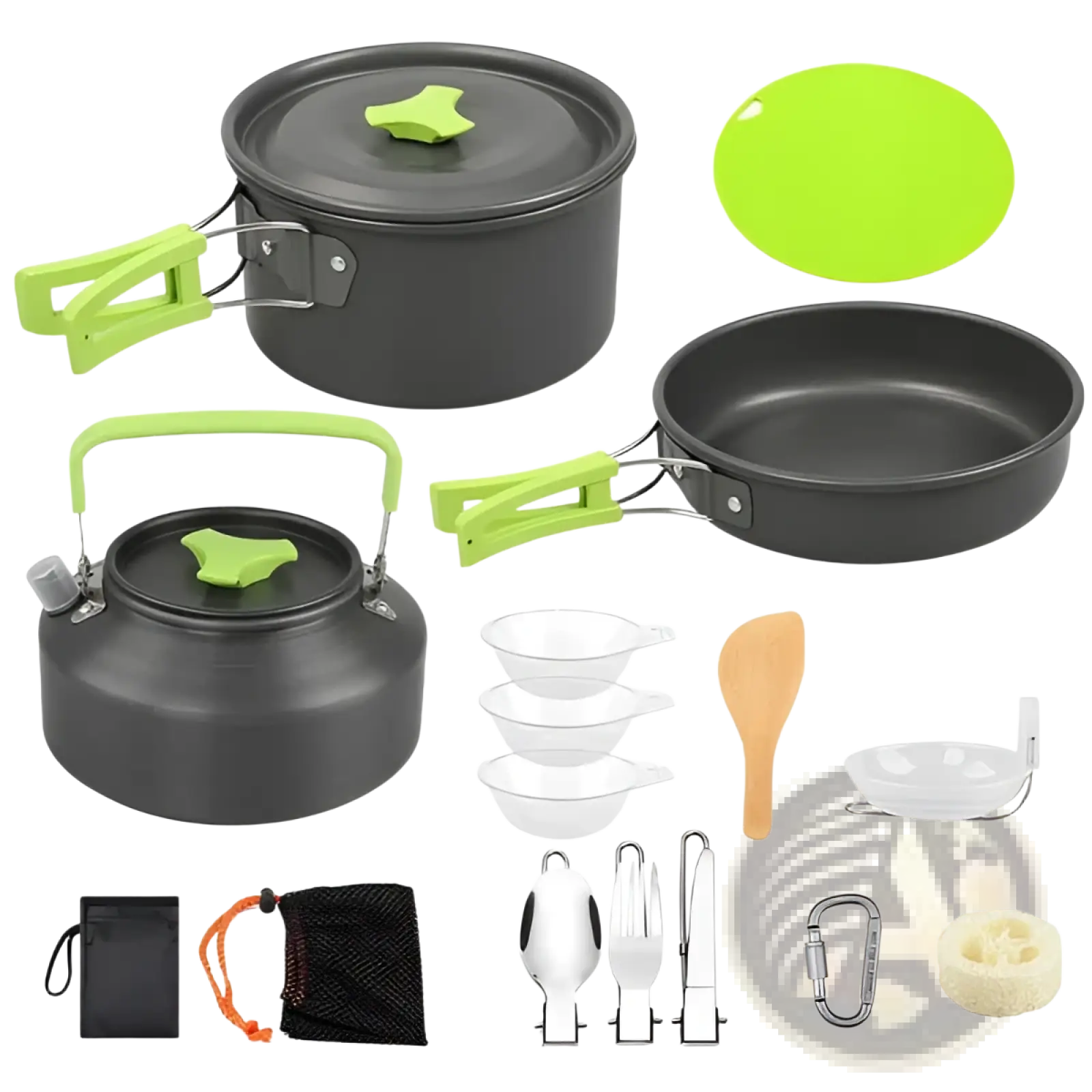 16pcs Camping Cookware Set with Kettle and Stove Pot
