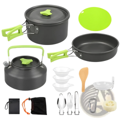 16pcs Camping Cookware Set with Kettle and Stove Pot