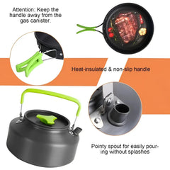16pcs Camping Cookware Set with Kettle and Stove Pot