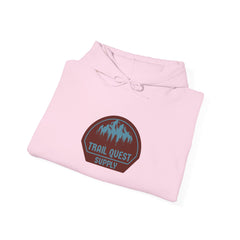 Trail Quest Supply Hoodie — Outdoor Adventure Mountain Logo Sweatshirt