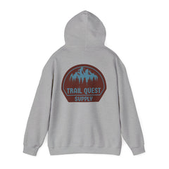 Trail Quest Supply Hoodie — Outdoor Adventure Mountain Logo Sweatshirt