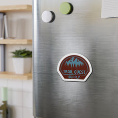 Trail Quest Supply Die-Cut Magnet — Outdoor Adventure Mountain Sticker for Camping & Hiking Gear