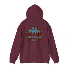 Trail Quest Supply Hoodie — Outdoor Adventure Mountain Logo Sweatshirt