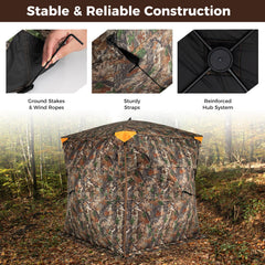 3-4 Person Hunting Blind 270¬∞ See-Through Pop-up Ground Blind with Full-Open Swing Door