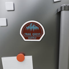 Trail Quest Supply Die-Cut Magnet — Outdoor Adventure Mountain Sticker for Camping & Hiking Gear