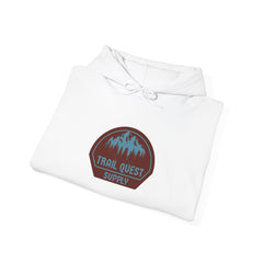 Trail Quest Supply Hoodie — Outdoor Adventure Mountain Logo Sweatshirt