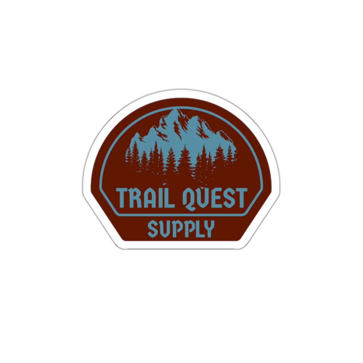 Trail Quest Supply Die-Cut Sticker — Outdoor Hiking Mountains & Pines Badge