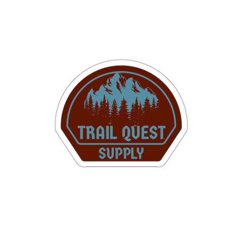 Trail Quest Supply Die-Cut Sticker — Outdoor Hiking Mountains & Pines Badge
