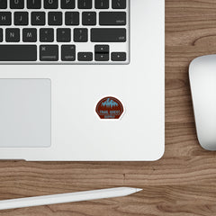 Trail Quest Supply Die-Cut Sticker — Outdoor Hiking Mountains & Pines Badge