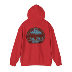 Trail Quest Supply Hoodie — Outdoor Adventure Mountain Logo Sweatshirt