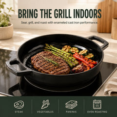 Enameled Cast Iron Grill Pan, 11"