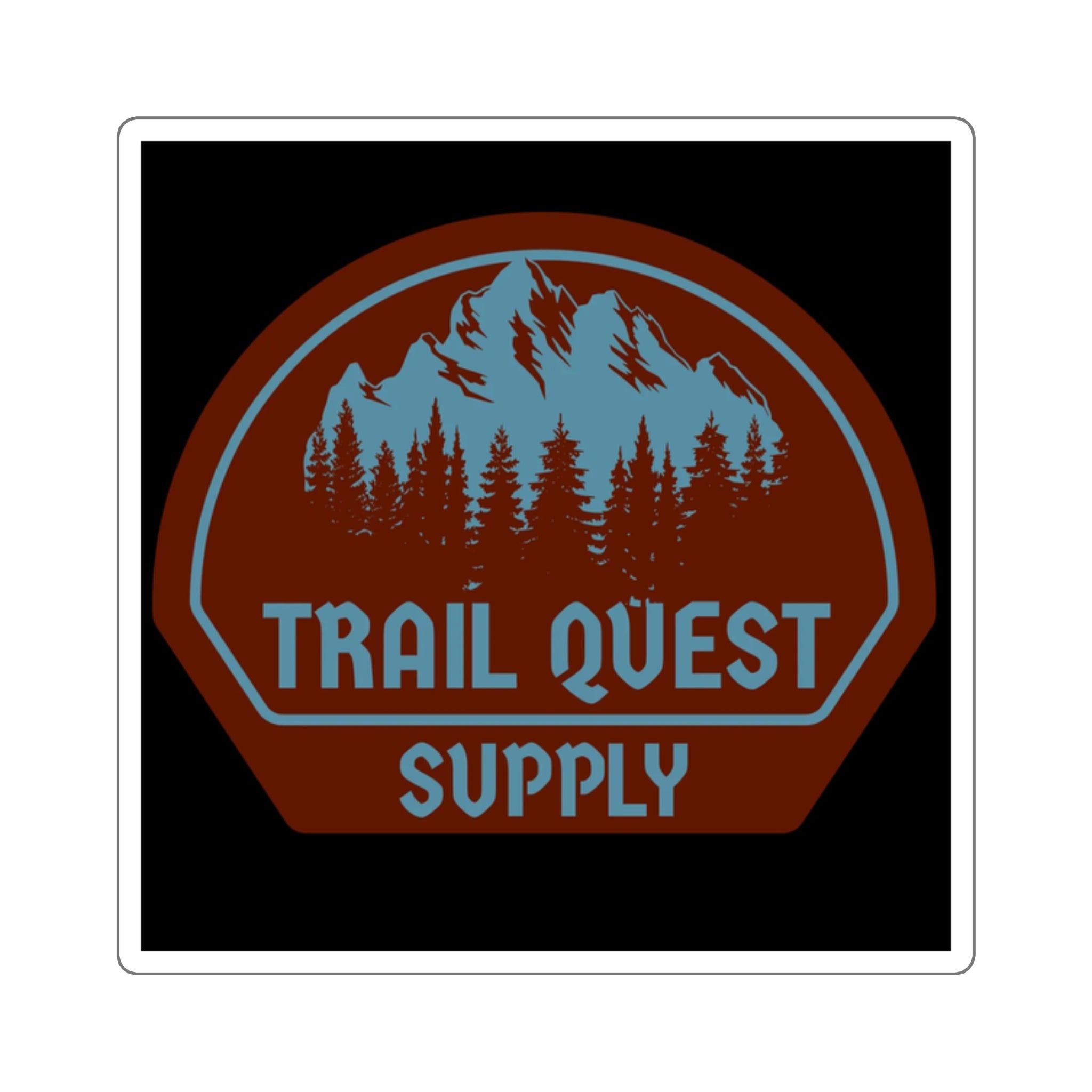 Trail Quest Supply Square Sticker — Outdoor Adventure Mountain Logo