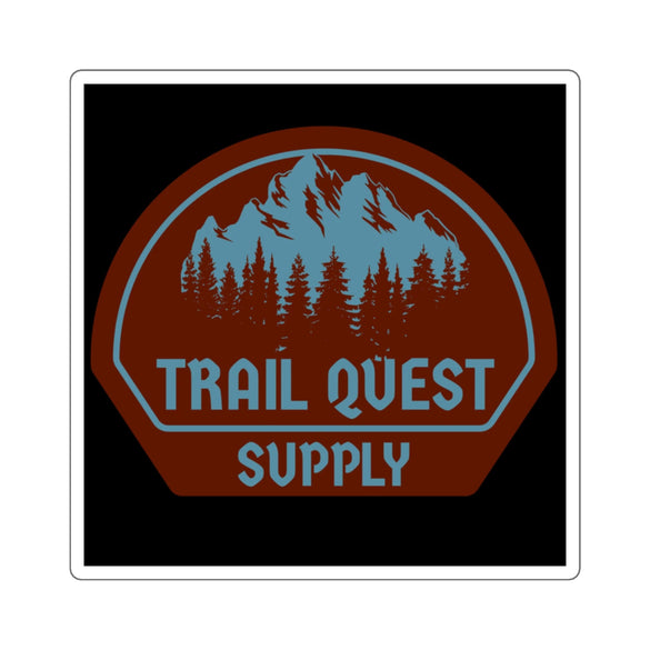 Trail Quest Supply Square Sticker — Outdoor Adventure Mountain Logo