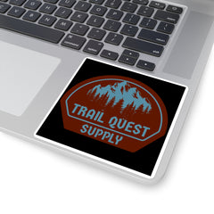 Trail Quest Supply Square Sticker — Outdoor Adventure Mountain Logo