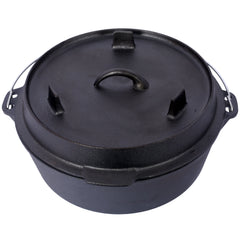 ast iron Dutch oven with lid, outdoor camping deep pot, used for camping, cooking, barbecue and leg rest,6 quarts