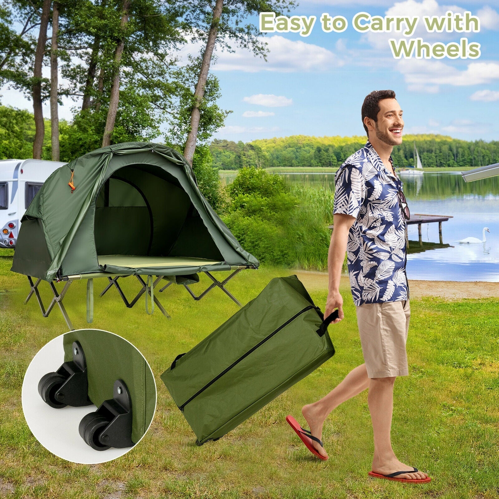2-Person Outdoor Camping Tent with External Cover