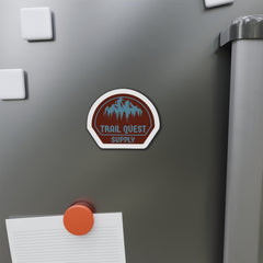Trail Quest Supply Die-Cut Magnet — Outdoor Adventure Mountain Sticker for Camping & Hiking Gear