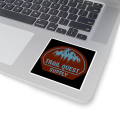 Trail Quest Supply Square Sticker — Outdoor Adventure Mountain Logo