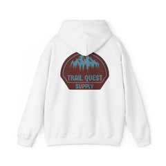 Trail Quest Supply Hoodie — Outdoor Adventure Mountain Logo Sweatshirt