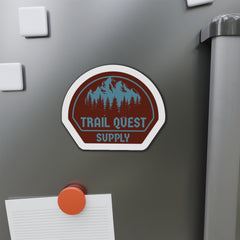 Trail Quest Supply Die-Cut Magnet — Outdoor Adventure Mountain Sticker for Camping & Hiking Gear