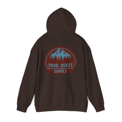 Trail Quest Supply Hoodie — Outdoor Adventure Mountain Logo Sweatshirt