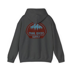 Trail Quest Supply Hoodie — Outdoor Adventure Mountain Logo Sweatshirt