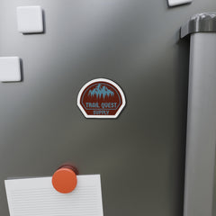 Trail Quest Supply Die-Cut Magnet — Outdoor Adventure Mountain Sticker for Camping & Hiking Gear