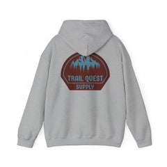 Trail Quest Supply Hoodie — Outdoor Adventure Mountain Logo Sweatshirt