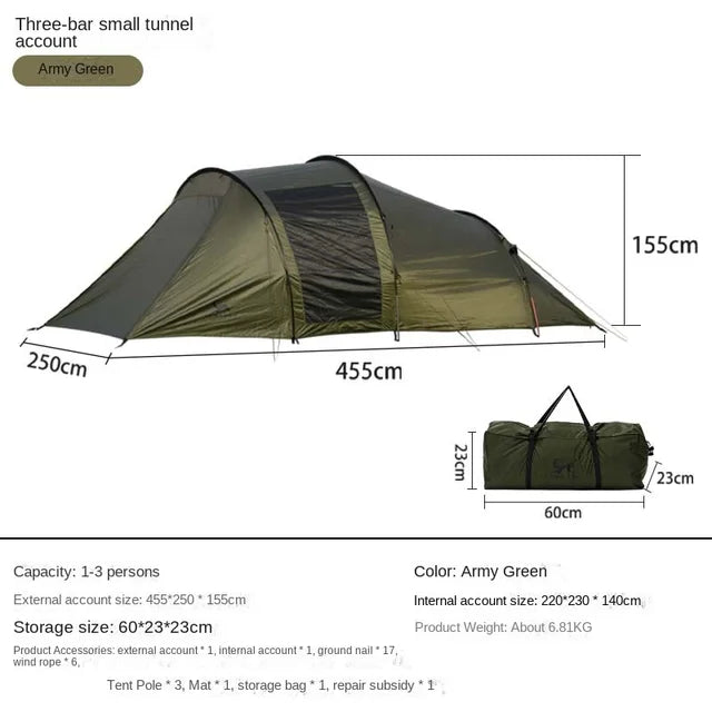 Portable Folding Thickened Tunnel Family Camping Tent