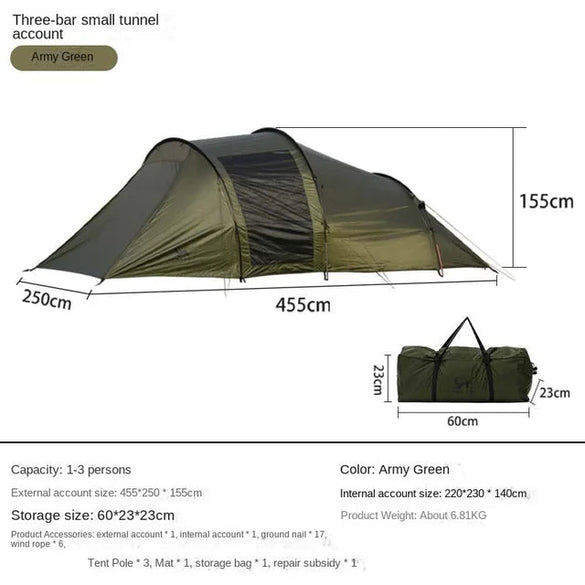 Portable Folding Thickened Tunnel Family Camping Tent