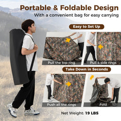 82 Inch Tall Hunting Blind 270° One Way See Through Ground Tent for 3-4 People
